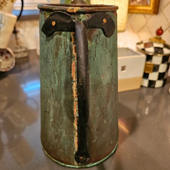 Early 1900s Verdigris Copper Pitcher Perfect Display Piece - Picture 3 of 14